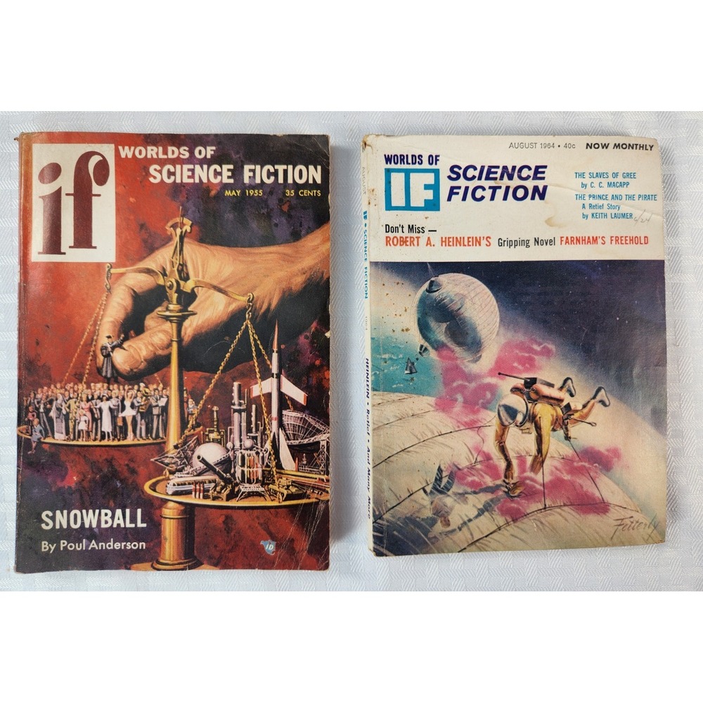 2 Worlds of If Science Fiction Magazine May 1955 August 1964 Pulp Sci Fi